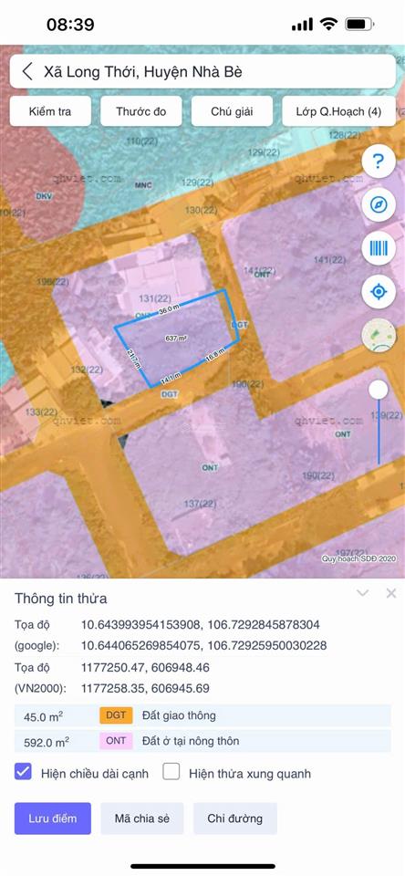 Bán đất trồng cây lâu năm hẻm 512 nguyễn văn tạo, diện tích 637m2 (lô góc) giá 5.8 tỷ