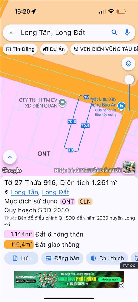 Bán đất long đất đỏ bà rịa vũng tàu