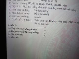 Bán lô góc thổ cư tổ dân phố bến hồ, thuận thành, bắc ninh