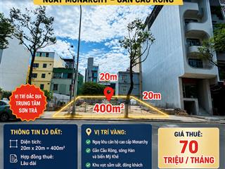 Cho thuê lô đất trần hưng đạo. 400 m². ngay monachy.