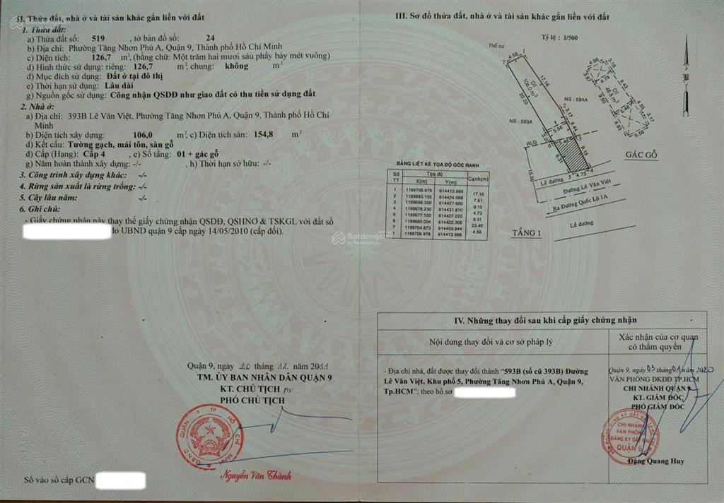 [chỉ trong tháng 8] 20,5 tỉ, 126,7m2, mặt tiền 593b lê văn việt, 160tr/m2