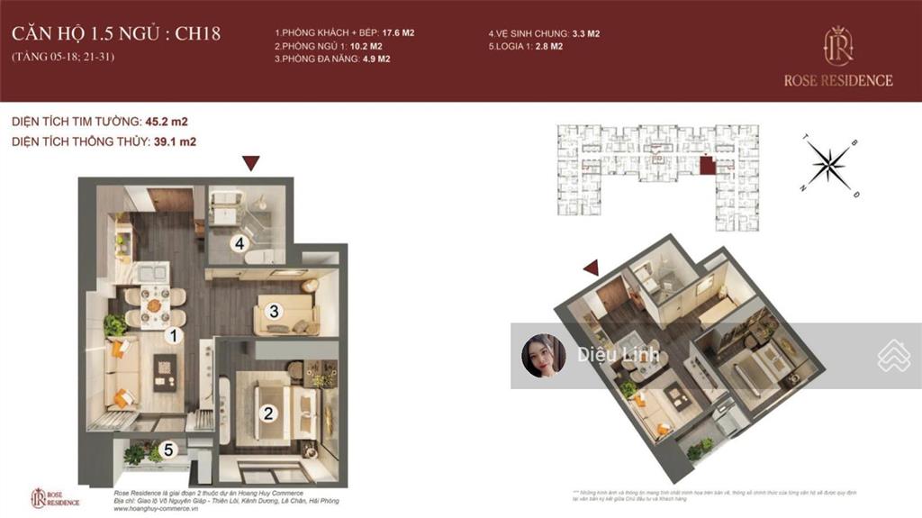 Bán căn 1,5pn đông nam toà rose rẻ nhất thị trường.  0784 158 ***