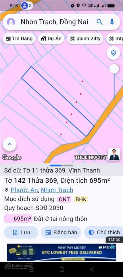 Bán đất 2851m2 gần 25c kết nối vào san bay long thành giá siêu tốt