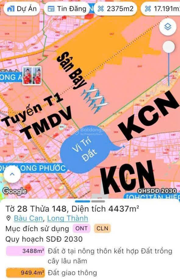 Bán đất 2 mặt tiền bàu cạn, dt 4437m2, mặt tiền dài 40m