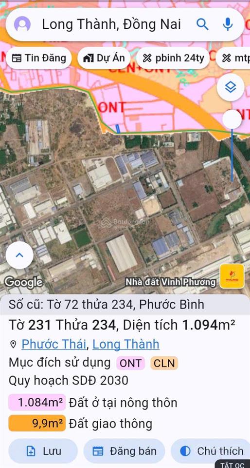 Bán đất phước bình, huyện long thành, 1450m2 ngay mặt tiền đường chính