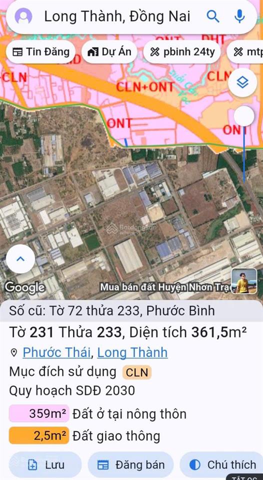Bán đất phước bình, huyện long thành, 1450m2 ngay mặt tiền đường chính