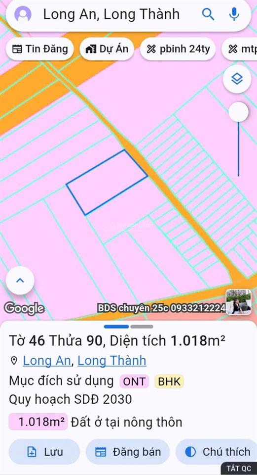 Bán đất 1020m2 tại xã long an, giá thỏa thuận, mặt tiền đẹp, 400m thổ cư