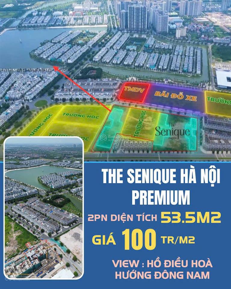 Chính chủ bán căn 2 pn 53m2 the senique tòa premium hướng đông nam tầng cao view hồ ngọc trai