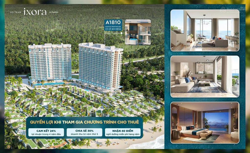 Bán căn penthouse duplex ixora hồ tràm, giá siêu hời 14,2 tỷ, 152m2, 2pn, 2wc, view trực diện biển