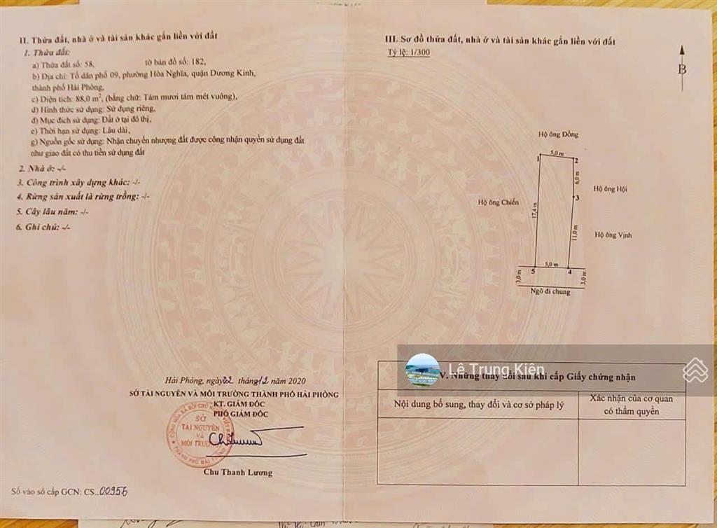 Bán đất mặt ngõ xuân diệu hoà nghĩa dương kinh hải phòng.