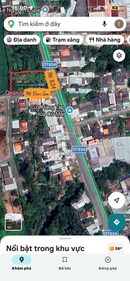 Chủ cần bán đất mt 834. bình cang 2  bình thạnh  thủ thừa, dt lớn gần trung tâm