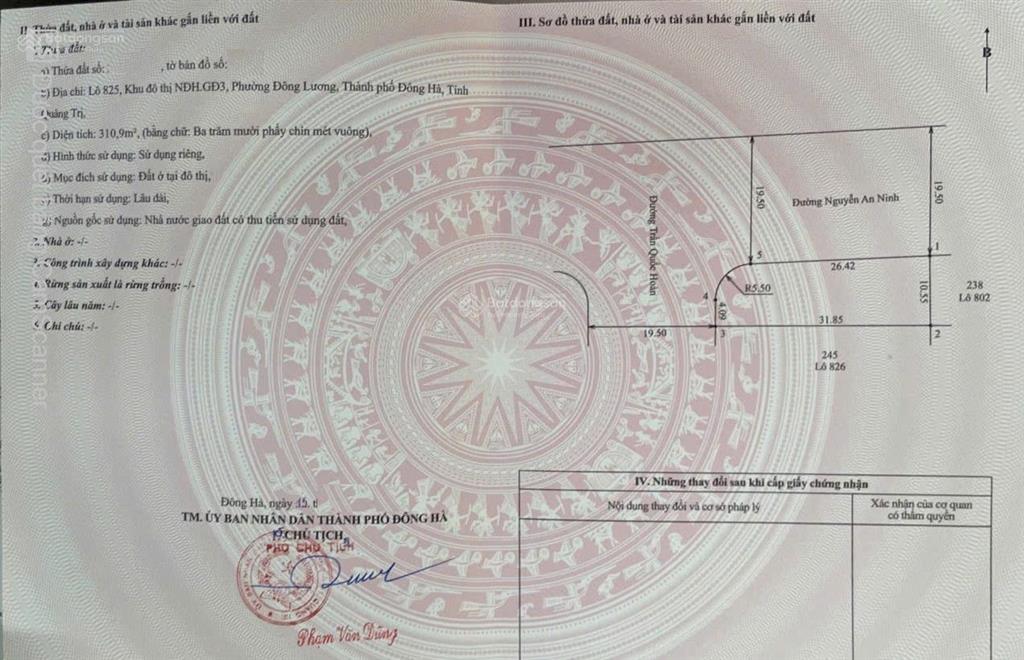 Bán đất 2 mặt tiền đường trần quốc hoàn  đối diện noxh vinhome nam đông hà