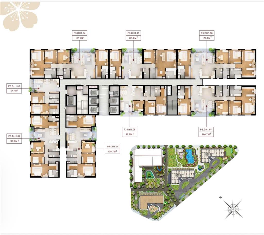 Penthouse/duplex sân vườn 227m mỹ đình pearl 3 (bàn giao thô) không gian sáng tạo  0987 106 ***