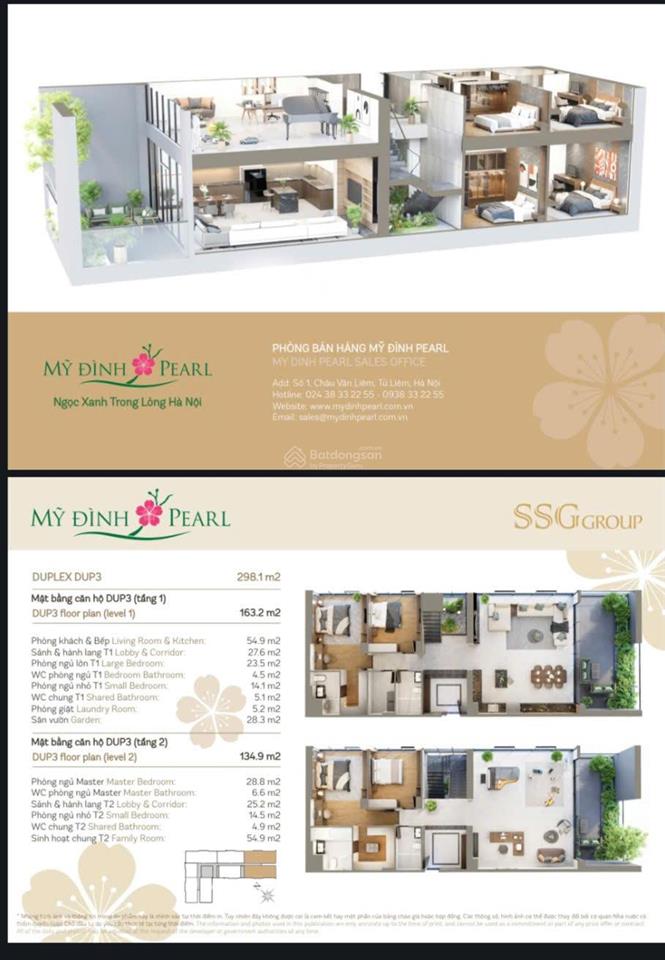 Penthouse/duplex sân vườn 227m mỹ đình pearl 3 (bàn giao thô) không gian sáng tạo  0987 106 ***