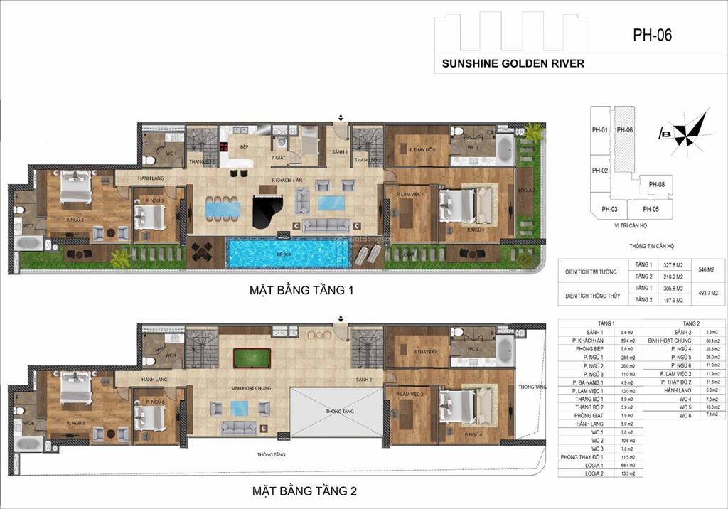 Penthouse 500m sunshine golden river bàn giao thô view lõi ciputra và hồ tây  sông hồng