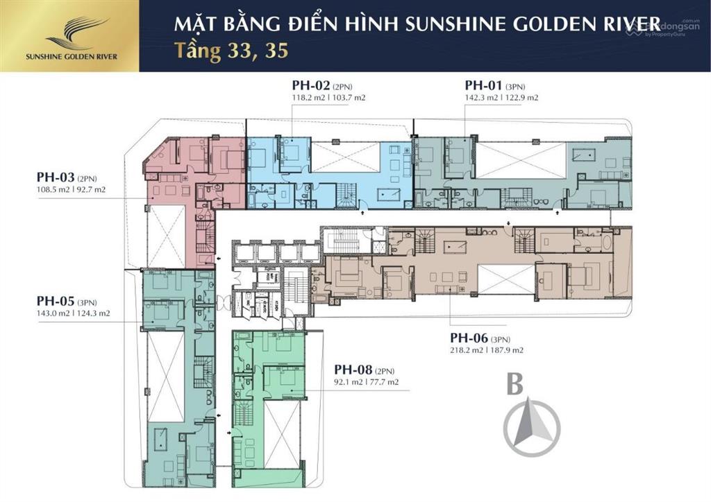 Penthouse 500m sunshine golden river bàn giao thô view lõi ciputra và hồ tây  sông hồng