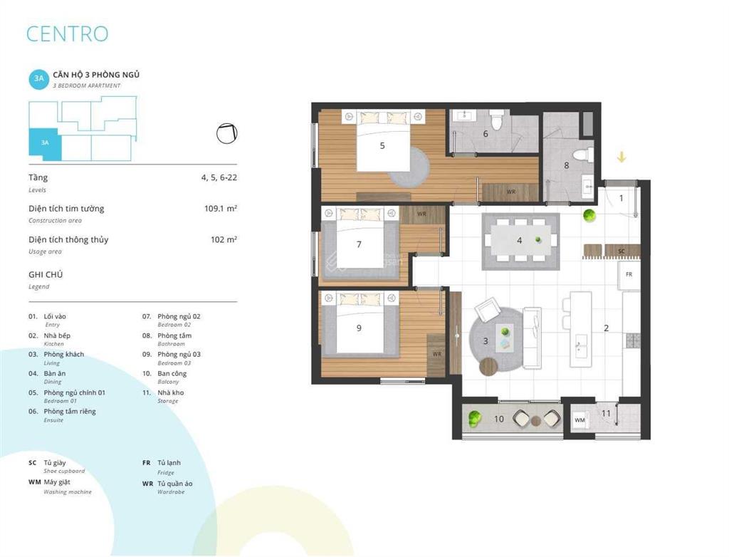 A chị muốn phòng khách siêu rộng? căn 3pn 102m2 này là 1 lựa chọn