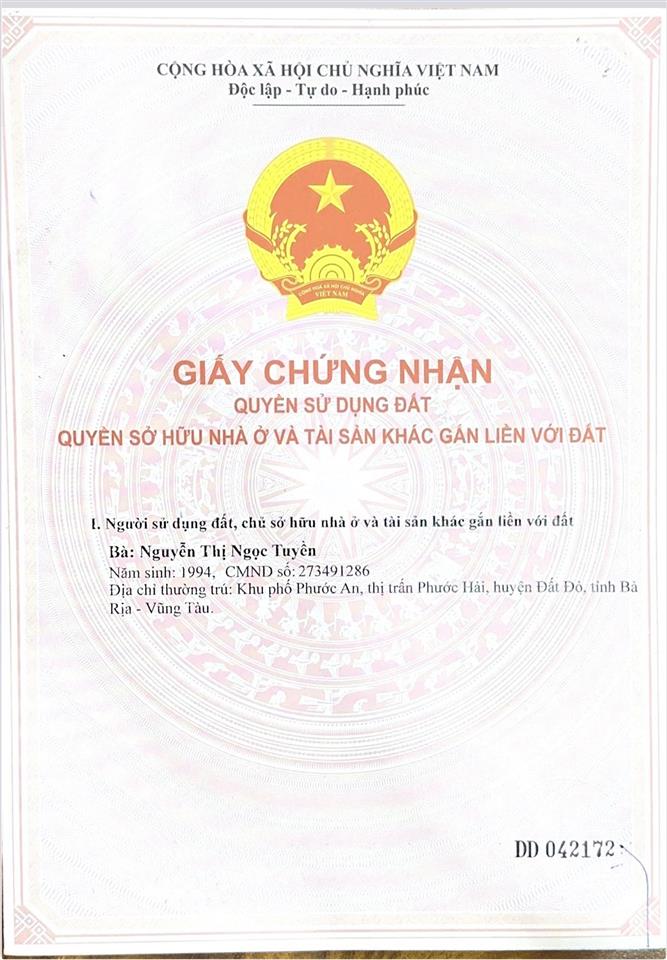 Bán nhanh miếng đất 8x32m với 100m² thổ cư tại xã phước hội, giá 3 tỷ 950 triệu