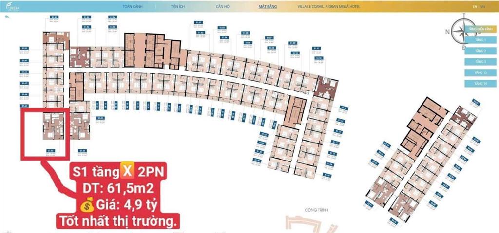 Chỉ 4,9 tỷ căn góc 2pn trực diện biển, dòng căn hiếm sanhome 1  libera nha trang.