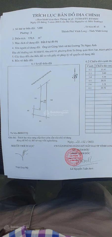 Đất nền vị trí vàng trung tâm tỉnh vĩnh long