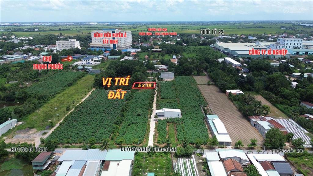 Chính chủ bán lỗ lô đất sau lưng bệnh viện xuyên á tấy ninh quốc lộ 22 tiện ích bủa vây.giá lỗ năng