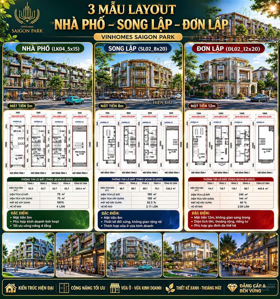 Nhà phố liền kề vinhomes saigon park giá từ 4 tỷ, giãn xây 24 tháng, thanh toán 30%