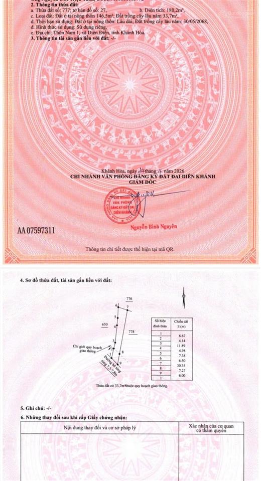 Kẹt ngân hàng hạ gấp 200 triệu lô đất 180m2 mặt đường hl50a (nhà vuông)  diên điền