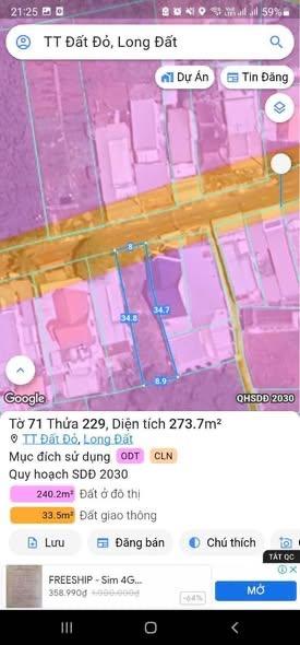 Cần bán lô đất mặt tiền huyền trân công chúa, gần chợ đất đỏ