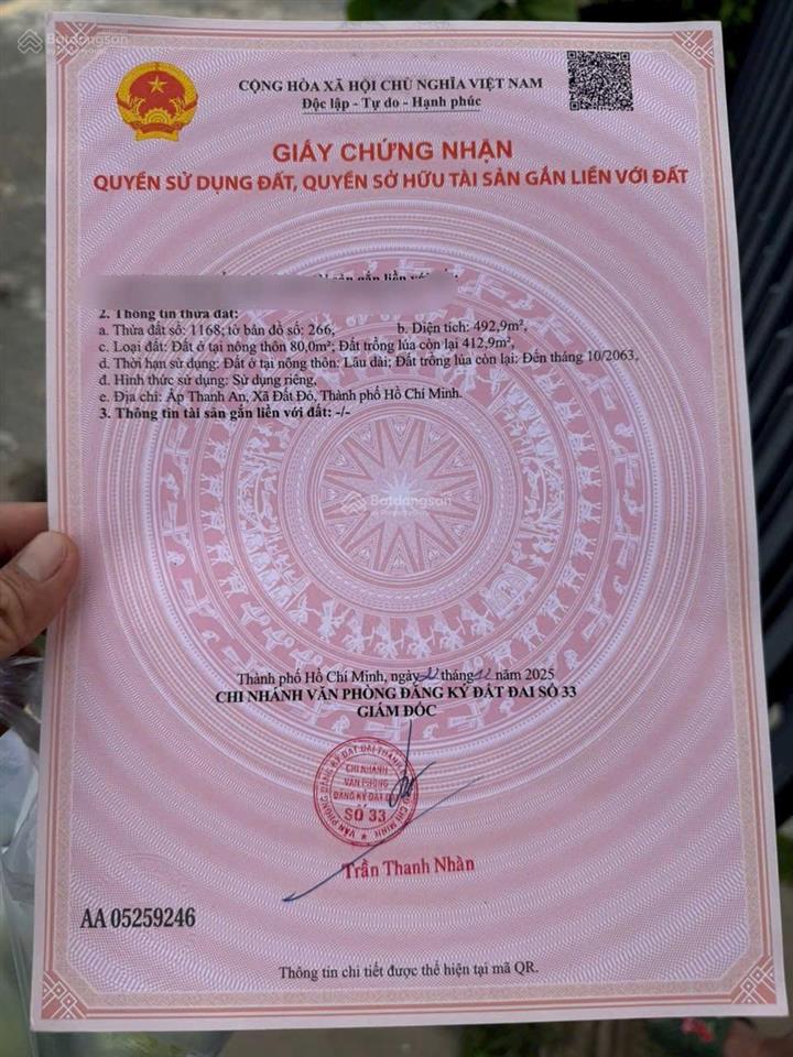 Chủ gửi bán gấp lô đất nhà vườn 492m2 giá chỉ 1.69 tỷ