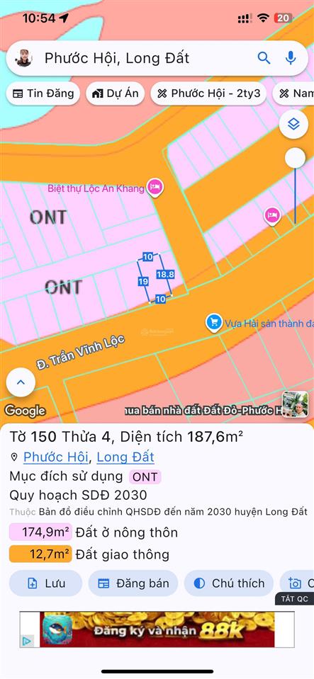 Siêu phẩm lộc an mặt tiền ven biển 42m (10 x 20m) full thổ cư