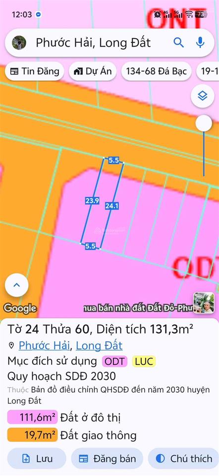 Bán đất đường tỉnh lộ 44b phước hải, tp.hcm