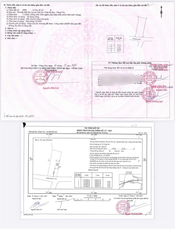 Đất có nhà vườn mặt tiền lê trọng tấn, tt đất đỏ, diện tích 1.159m²