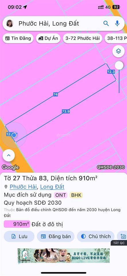 Tổng hợp đất long mỹ phước hải view núi minh đạm, ngay hồ sở bông 2 đến 4 tỷ phù hợp xây nhà vườn