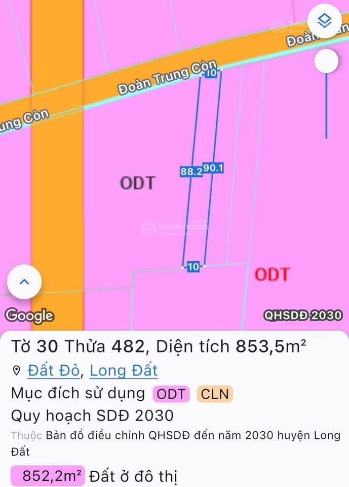 854m2 đất mặt tiền đường đoàn trung còn trung tâm tt đất đỏ  giá 2tỷ350 (thương lượng)