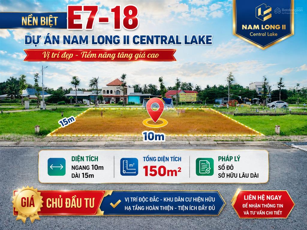 Nền biệt thự 150m giá mềm hiếm có tại nam long ii central lake