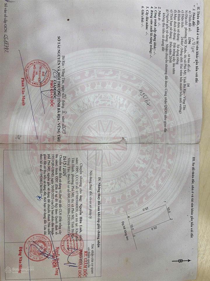 Đất đẹp trung tâm phường mỹ xuân  sát kcn mỹ xuân  gần ql51  đón đầu cao tốc biên hòa