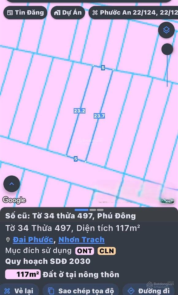 Bán đất phú đông, nhơn trạch. dt 117m2, có 100m2 thổ cư, giá siêu tốt,  ngay hôm nay, hỗ trợ 24/7