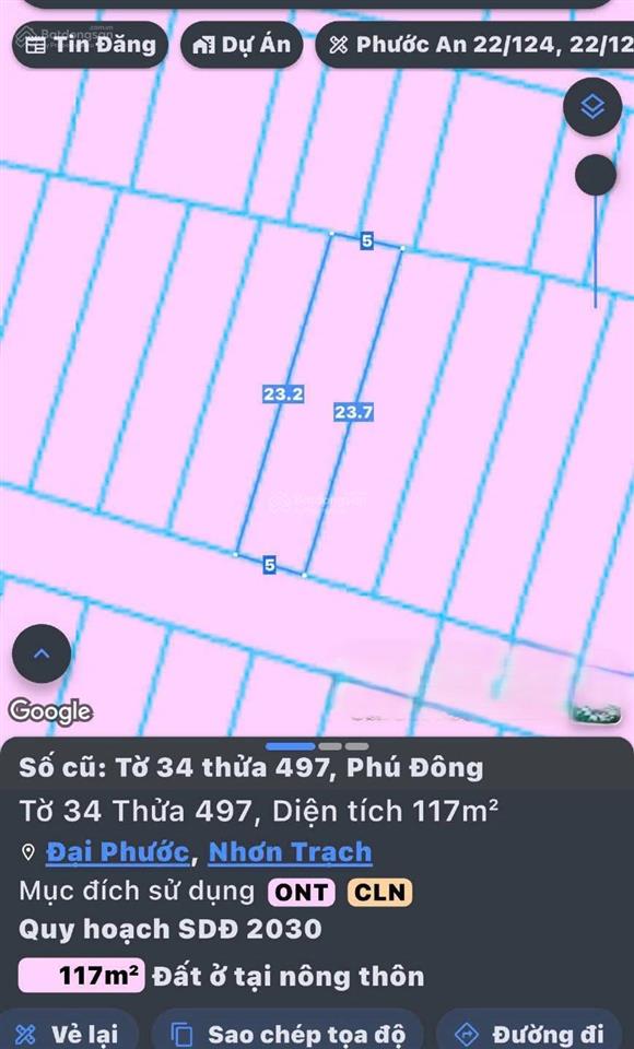 Bán đất phú đông, nhơn trạch. dt 117m2, có 100m2 thổ cư, giá siêu tốt,  ngay hôm nay, hỗ trợ 24/7