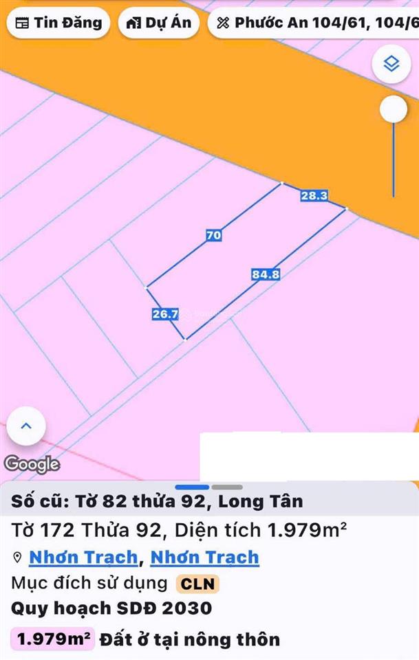 Bán đất dt 1979m2 tại lê hồng phong, nhơn trạch. lô góc 2 mặt tiền, giá đầu tư siêu tốt, sổ cất két