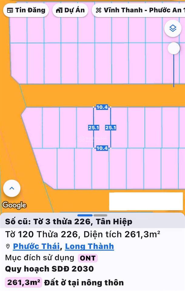 Bán lô đất tái định cư lúa non tân hiệp, long thành. vị trí đẹp, dt rộng, sổ sẵn sàng,  ngay