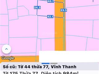 Bán đất vĩnh thanh, nhơn trạch, đồng nai. dt 984m2, giá siêu tốt, sổ cất két, giao dịch ngay