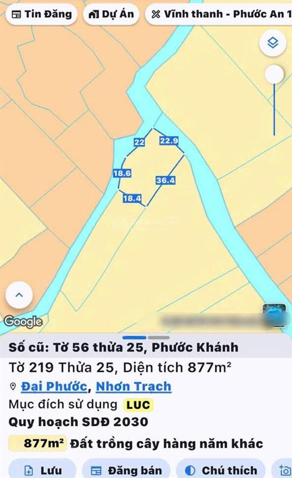 Bán đất phước khánh, nhơn trạch, đn, sổ sẵn sàng, dt đẹp 877m2, giá đầu tư, cơ hội chỉ có một