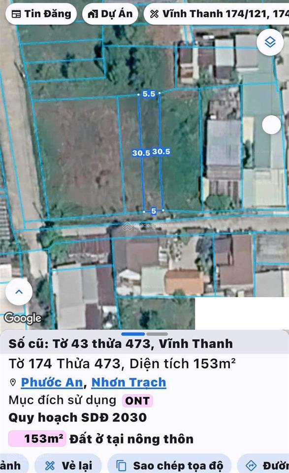 Bán đất vĩnh thanh, nhơn trạch. nở hậu, full thổ cư, vị trí đẹp, giao dịch ngay trong ngày