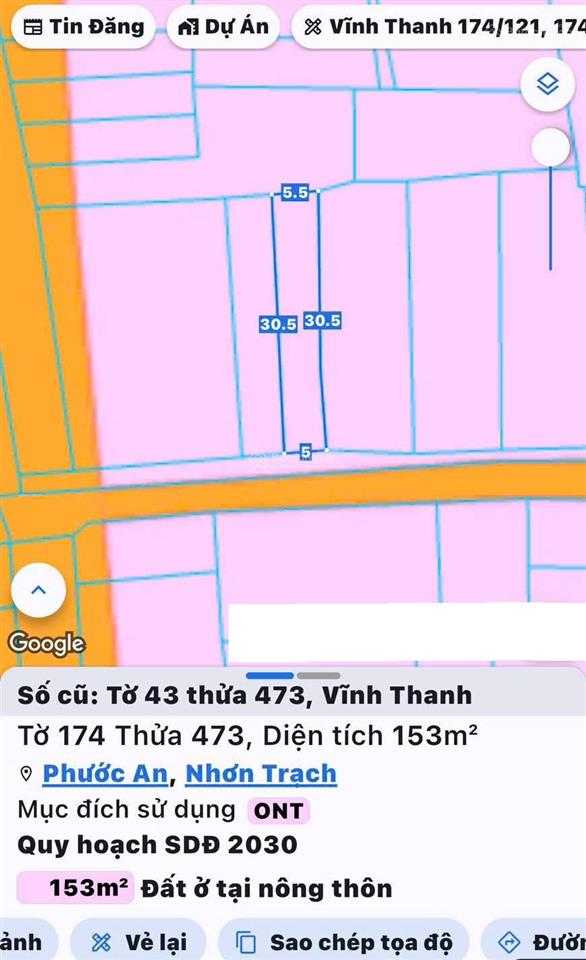 Bán đất vĩnh thanh, nhơn trạch. nở hậu, full thổ cư, vị trí đẹp, giao dịch ngay trong ngày