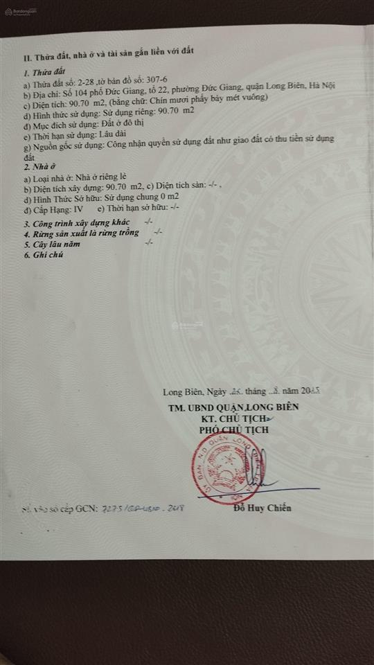 Cc bán nhà nô góc 03 mặt, số 104 phố đức giang, mặt tiền 5.6m, dt 91 m2, giá cực chất 29,969 tỷ.