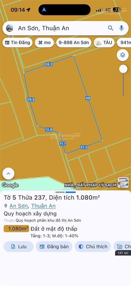 Bán 1000m2 đất sân vườn cách vành đai iii 300m, ngay an sơn 1, thuận an