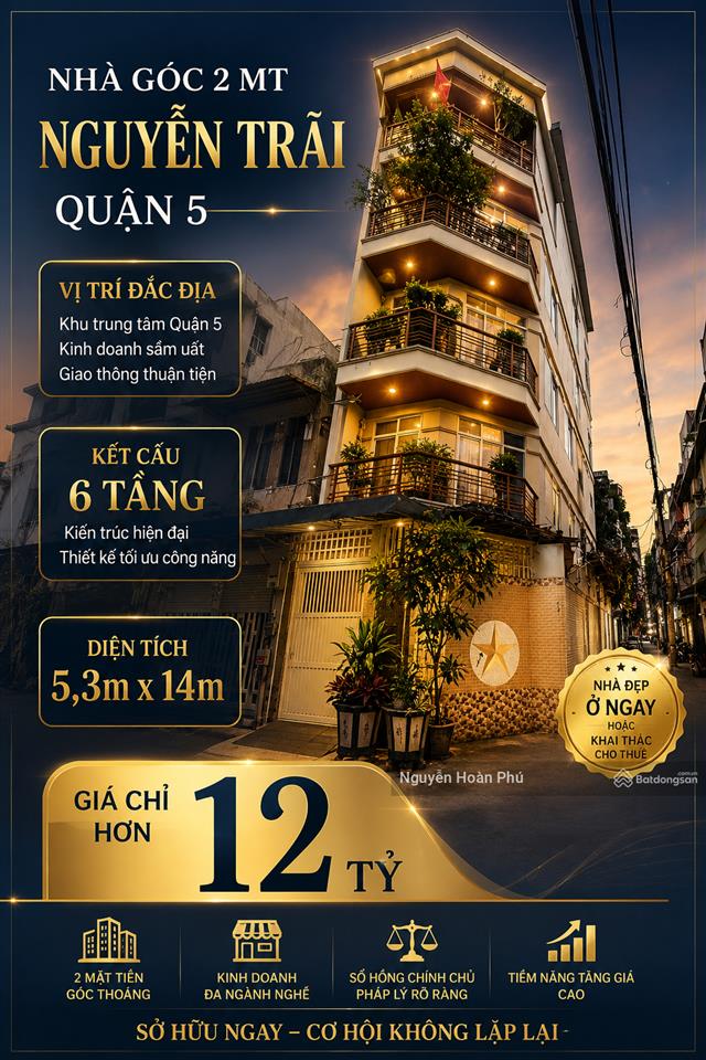 Góc 2mt hxh khu phố thời trang đường nguyễn trãi q5  nhà mới 5 tầng giá chỉ 12,2 tỷ