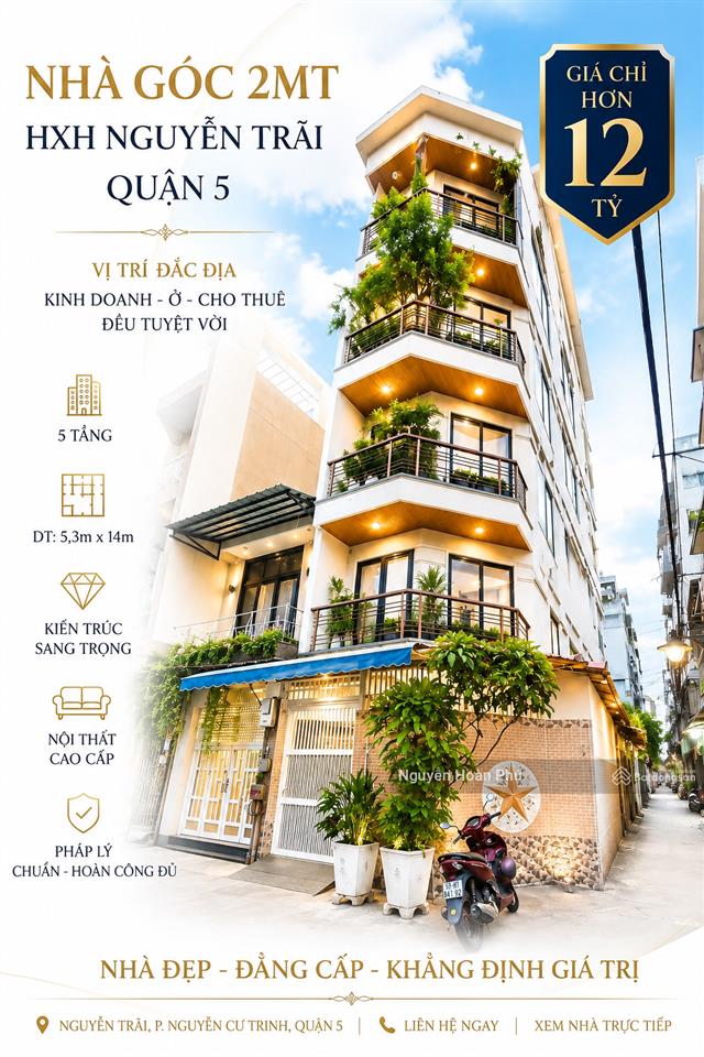 Góc 2mt hxh khu phố thời trang đường nguyễn trãi q5  nhà mới 5 tầng giá chỉ 12,2 tỷ