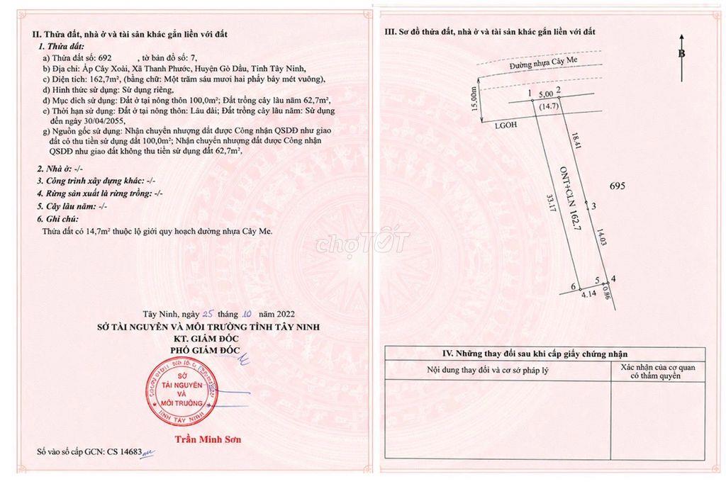 Bán đất mặt tiền 5x33