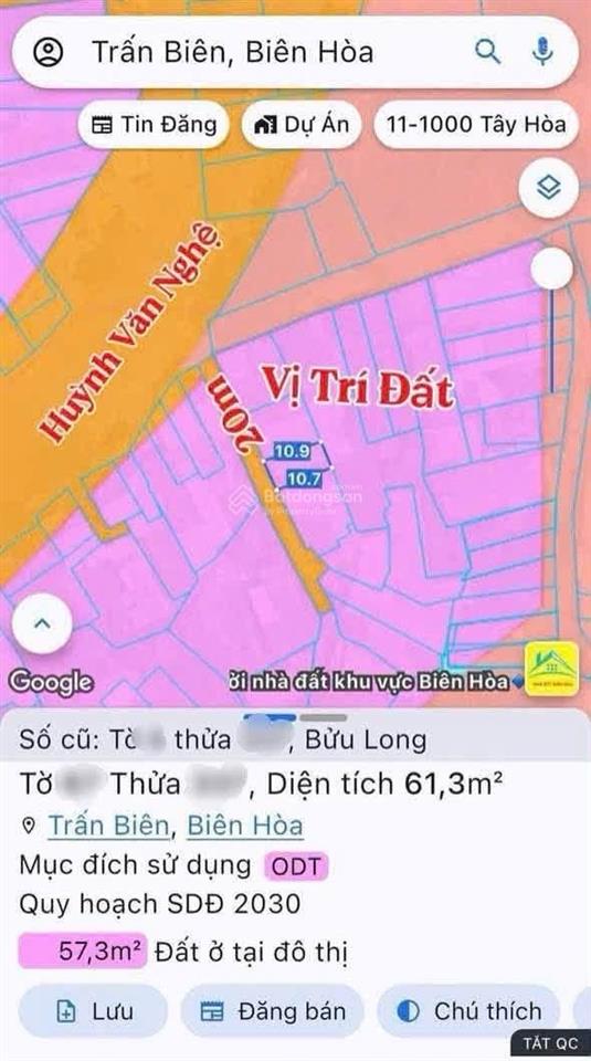 Giá 1tỷ650 chốt. chủ gửi bán lô đất bửu long nay thuộc phường trấn biên. dt 61,3m2